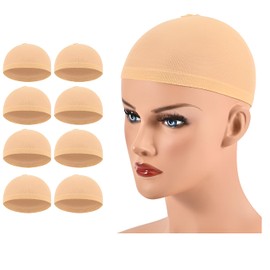 Stocking Wig Cap Ultra Thin - 8 Pcs, Breathable, Sweat Absorber & Stretchable Wig Caps for Women, One Size Fits All (8 Pcs, Light Brown)