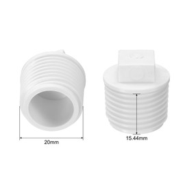 sourcing map 20 Pcs PVC Pipe Male Thread Plug 1/2" Threaded NPT Plugs for Plumbing Water Line, White