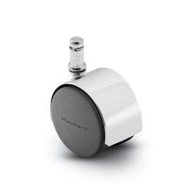 Shepherd Pacer Series 50mm Diameter Die-Cast Twin Nylon Wheel Swivel Caster, 7/16" Diameter x 1-7/16" Length Grip Ring Stem, 75 lbs Capacity, Bright Chrome Finish