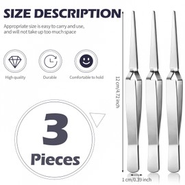 Minatee 3 Pieces Reverse Tweezers for Crafting Cross Locking Electronics Tweezers Reverse Action Forceps Tension Stainless Steel Craft Jewelry Electronics Laboratory