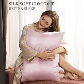 Adubor Mulberry Silk Pillowcase Pillow Case Cover for Hair and Skin with Hidden Zipper, Both Side 23 Momme Silk, 900 Thread Count (20x30inch, Queen Size, Pink, 1pc)