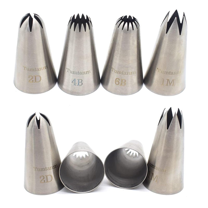 #1M #2D #4B #6B Large Piping Nozzles, 4 pcs Stainless