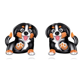 Bernese Mountain Dog Gifts 925 Sterling Silver Bernese Mountain Stud Earrings Dog Earrings Jewelry for Women Mom