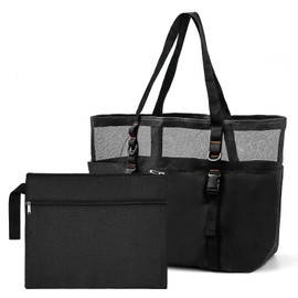 Oupuven Beach Bag Large Tote Bag Beach Bag Family Travel Gift Shopping Bag Women's Swimming Bag Swimming Bag with Zip