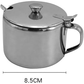 Wwyan 1Set of Silver 285ml Stainless Steel Sugar Bowl with Spoon,Sugar Bowl Condiment Seasoning Pot Sugar Canister with Spoon - Portable Useful Practical Dinnerware