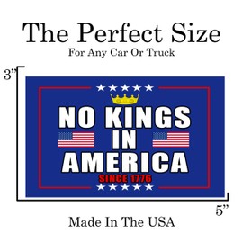 Large There are No Kings in America USA Flag Car Truck Window Decal Auto Bumper Sticker Vinyl for Car Truck RV SUV Boat