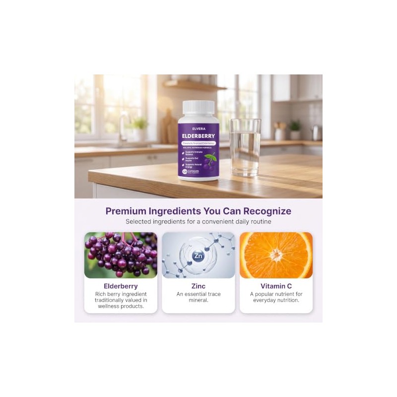Elvera Elderberry Gut Support Complex - Organic Black Elderberry Soft