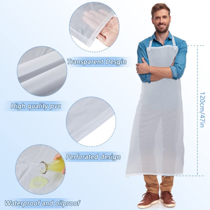 3 Pieces Heavy Duty Transparent PVC Waterproof Aprons Unisex 47