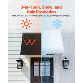 44 X 24-Inch Fixed Metal Awning with Stable Triangle Steel Frame Exterior Door Canopy for Window Rain & Snow ProtectionSize: Size 44x24 inch
