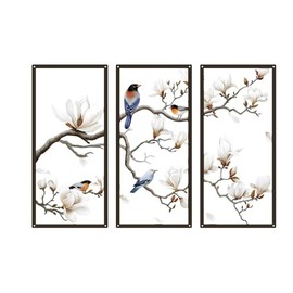 ShxTrade Metal Birds Wall Art, Large Metal Wall Art Vivid Bird on Tree Branch Silhouette Art Decor White Magnolia Tree Wall Sculpture for Home Living Room Garden Bedroom