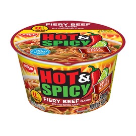 Nissin Noodle Bowl, Hot and Spicy Fiery Beef, 3.3 Ounce (Pack of 6)