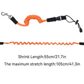 Qaziuy 2Pcak Kayak Paddle Leash, Elastic Kayak Paddle Rope with Adjustable Belt Buckle and Hooks, Kayaking Accessories for Canoeing Boating Surfing Orange
