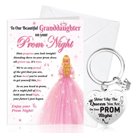 HOWAF Prom Gifts for Girls Granddaughter, Prom 2025 Card Granddaughter Graduation Card School prom Night Greeting Card with Envelope Keyring Keychain Graduation Gifts for Her granddaughter gifts