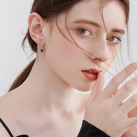 Tiger's Eye Hoop Earrings Silver 925 Earrings Tiger's Eye Earrings Small Hoop Earrings Tiger's Eye Jewellery Valentine's Day Gifts for Women Girls Mother Daughter, Silver