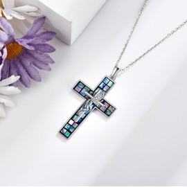 ONEFINITY Cross Necklace S925 Sterling Silver Butterfly Cross Pendant Necklace Religious Cross Pendant Jewellery Christian Jewellery for Women