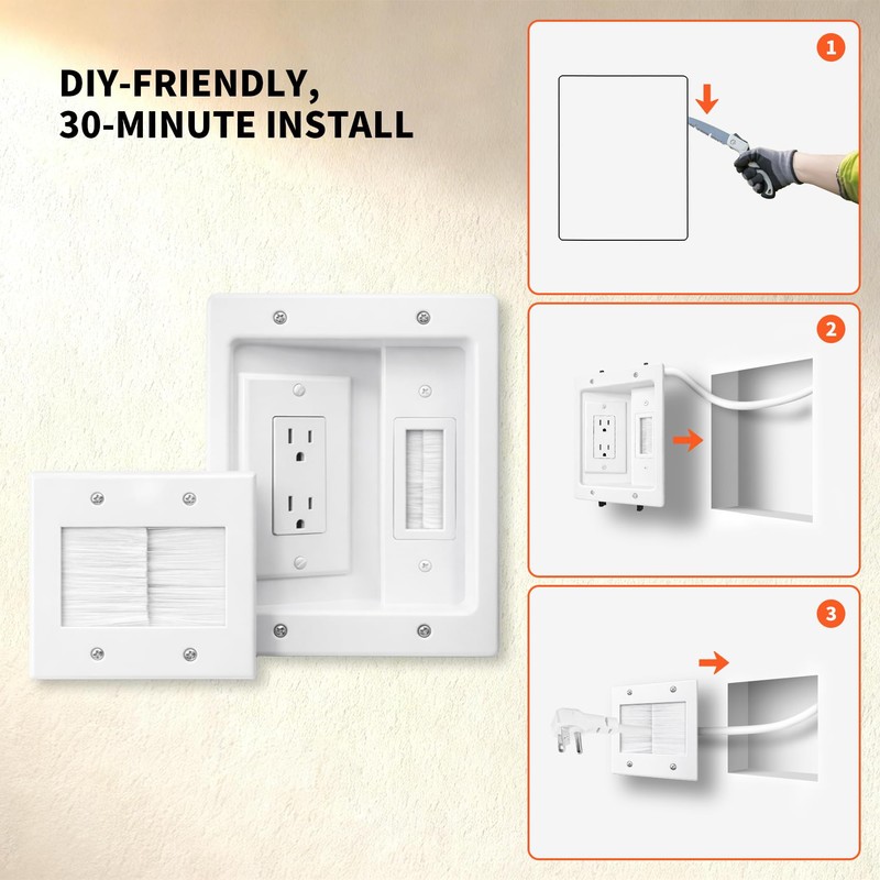 TV Cable Hider Wall Kit for Wall Mounted TV with