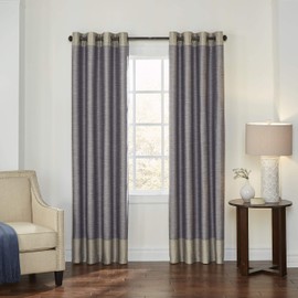 Eclipse Monty Grommet Top Curtains for Bedroom, Single Panel, 50" x 108", Ivory/Charcoal
