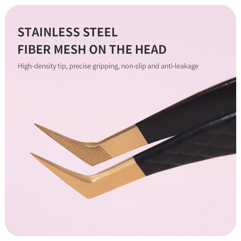 Lash Tweezers for Eyelash Extensions,Precision Fiber Tip for Volume Eyelash