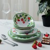 LEHAHA Strawberry Melamine Dinnerware Sets-12pcs Plates and Bowls Set, Lightweight/Unbreakable