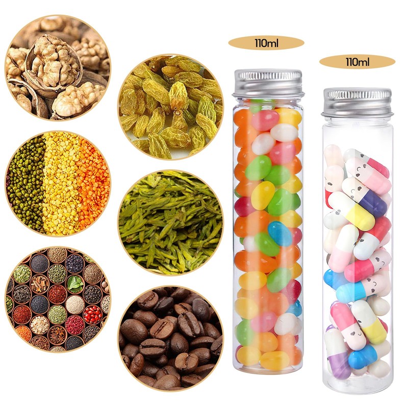 VEGCOO Plastic Test Tubes Sensory Bottle 110ml Clear Plastic Tube