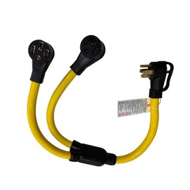 50Amp NEMA 14-50 Y Splitter Adapter Cord.4 Prong Male Plug 14-50P to 2 Outlet 14-50R Female Receptacle.3FT,Yellow