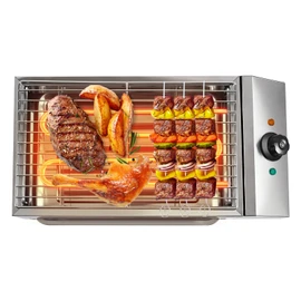 Fichiouy1800W Countertop Barbecue Grill Smokeless Grill Stainless Steel, 110V Electric Griddle Flat Top Indoor Outdoor Tabletop Electric Grill with Non-Stick Cooking Plate Temperature 50-300℃/122-572℉