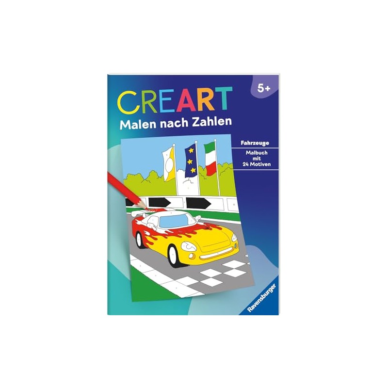 Ravensburger CreArt Malen nach Zahlen ab 5: Fahrzeuge, Malbuch, 24