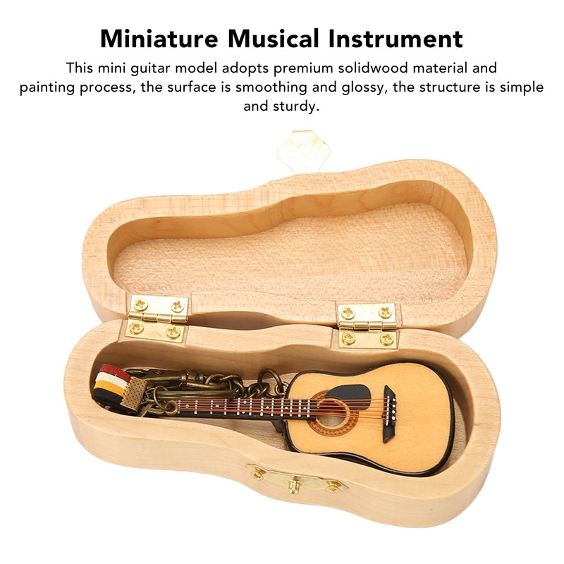 Mini Guitar Model Keychain Function Smoothing Wood Rich Details Miniature