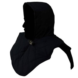THITIKSHA Black Cotton Padded Arming Cap with Neck Collar – Medieval Coif Helmet Liner for LARP, Reenactment, Renaissance & Chainmail Under Armor Protection