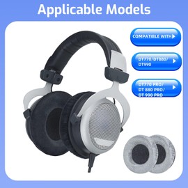 AzureRay Ear Pads Headphones for DT-770 Pro, Soft and Thickened Earpads for DT 990 Pro/DT 880 Pro/DT 770 Pro Headphones (Grey)