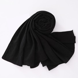 HeiDmai Long Lightweight Soft Scarf for Women and Men Large Shawl Wrap Cotton Blend Scarves (Black)