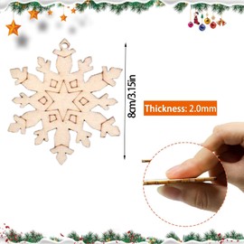 Pack of 52 Christmas Crafts Wood, Wooden Pendants for Painting, Christmas, DIY Christmas Decoration, Wood, Crafts with Wood for Children, Coloured Brush, for DIY Children Painting Decoration