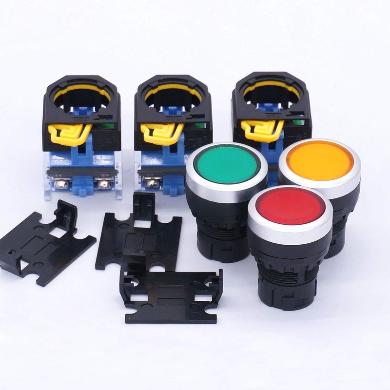 Taiss 3pcs 22mm Momentary Push Button Switch 10A 440V 1NO
