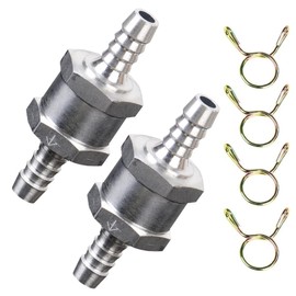 Fuel Check Valve, 6 mm Aluminium Valve Check Valve, Backflow Protection Petrol, with 8 mm Spring Clip, for Car Carburettor Low Pressure System, Pack of 2 Tokaneit Silver