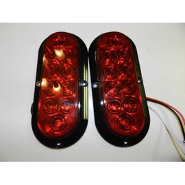 Optronics LED Stop Tail & Turn Light 6" Oval 10D Red Flange Mount