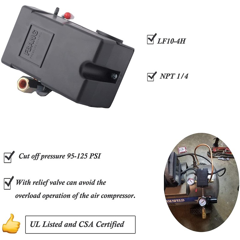 Ketofa LF10-4H Pressure Switch, 4 Port Air Compressor Pressure Switch