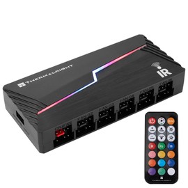 Thermalright ARGB and Fan HUB X12 IR Black ARGB/PWM Fan Hub Controller Used SATA Power Supply,Hub Support 12 Groups of CPU Fans,Power Supply Interface and Lighting Interface,SATA Cable not Included