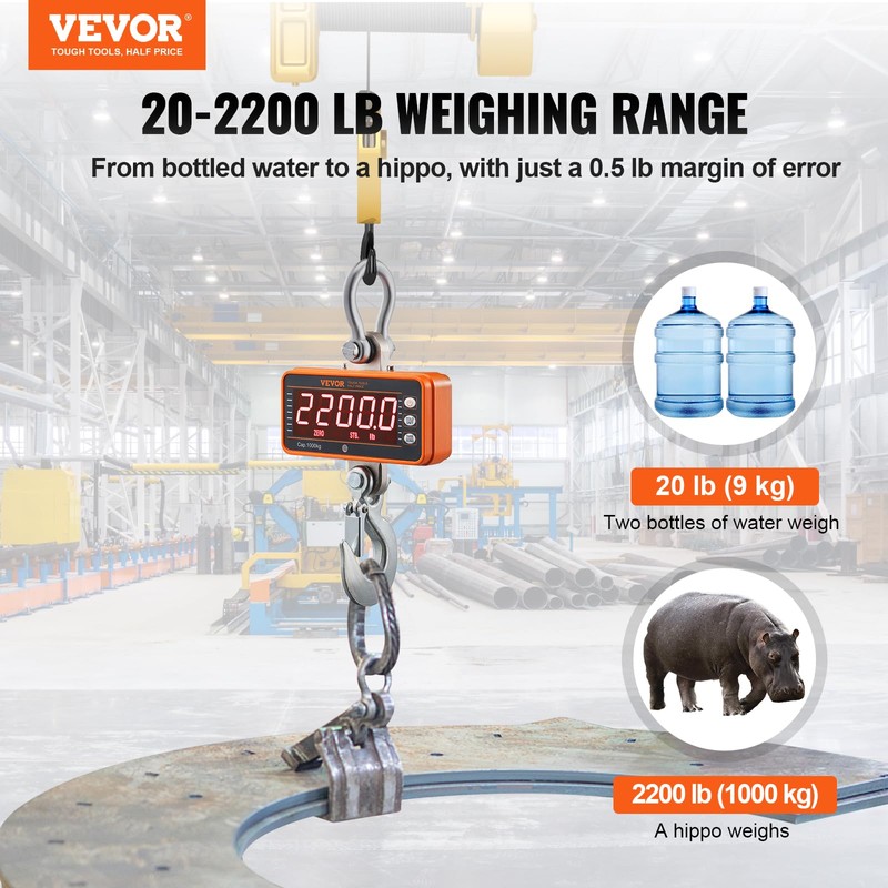 VEVOR Crane Scale, Hanging Scale Industrial Heavy Duty, Digital Crane