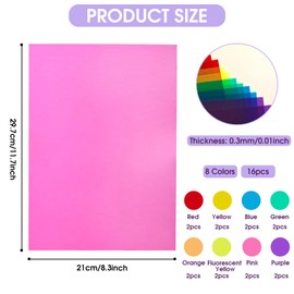 16Pcs A4 Coloured Overlays Dyslexia, Coloured Transparency Sheets, PVC Reading Guided Overlays, Light Filter Visual Overlays, Transparent Dyslexia Reading Color Film Sheets for Screen Photo Book Film