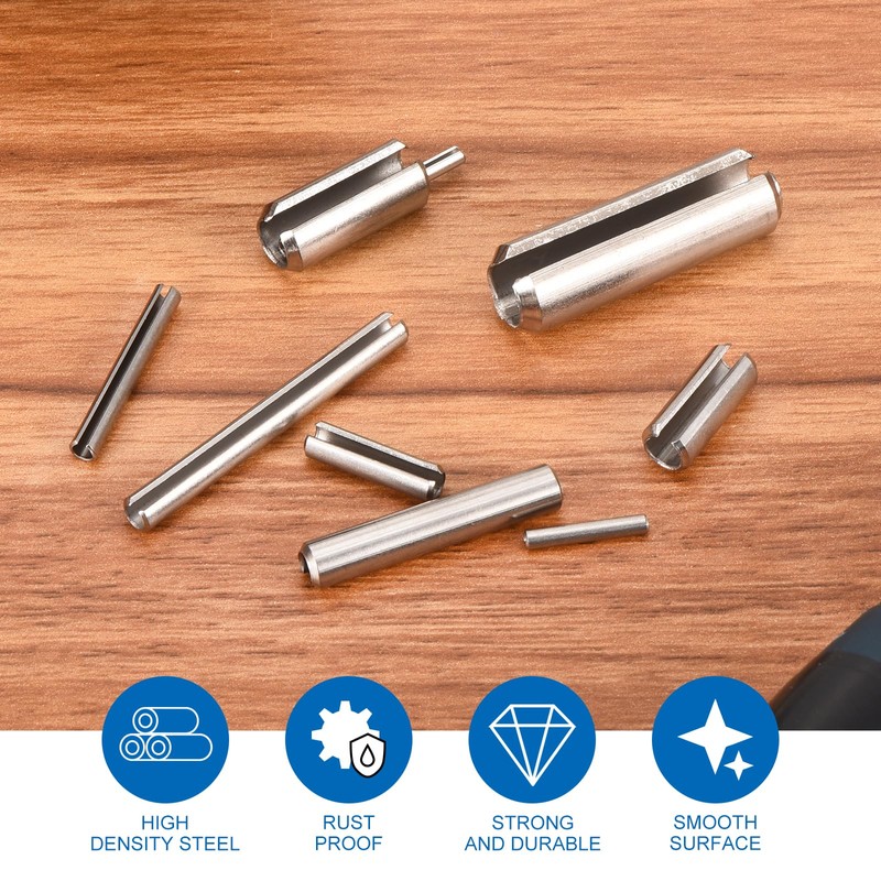 sourcing map 230Pcs Roll Pin Assortment Set 304 Stainless Steel