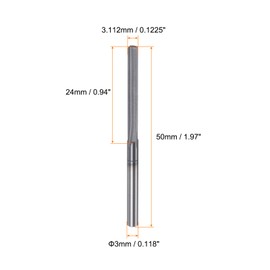 sourcing map Carbide Chucking Reamer 0.1225"(3.112mm) Dia Straight Flute Straight Shank Machine Reamer Tool for Metal and Lathes CNC Machining Centers, Black