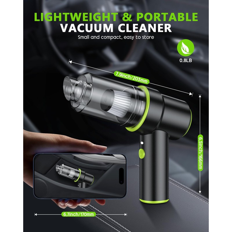 CODN Handheld Car Vacuum Portable Cordless 12000PA, 2 in 1