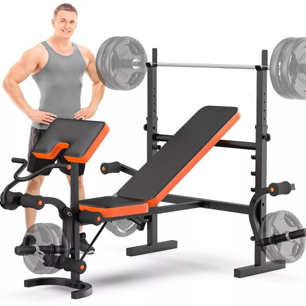 Jovego Adjustable Weight Bench Bench Press with Squat Rack Olympic