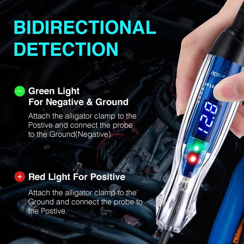 AWBLIN Automotive Test Light 3-60V DC Digital LED Circuit Tester,