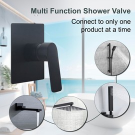 DEOLER Bathroom Shower Handle Valve Wall Mounted Shower Mixer Valves Male Thread Bathroom Trim Kit Single Function Square Shower Valve, Matte Black