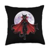 Vampire Cat with Cape and Full Moon Throw Pillow