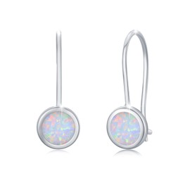 Opal Earrings 925 Sterling Silver Small Hoop Earrings for Women Opal Jewellery Gifts for Girls Kids (A)