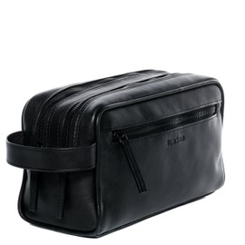 FEYNSINN Berlin FRIIS Men's Toiletry Bag Made of Premium Leather I Wash Bag for Men I Toiletry Bag Black Handmade, black, Toiletry bag