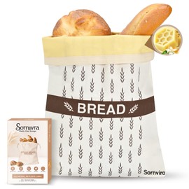 Sornvira Reusable Beeswax Bread Bags, 2 Pack 17x13in Large - Organic Cotton Lining for Sourdough, Baguettes & Homemade Bread | Plastic-Free, Freezer Safe, Eco-Friendly Freshness Keeper