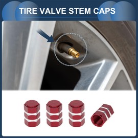 INFINAUTO Tire Valve Stem Caps 7x17mm for Car Truck Motorbike Bicycle Tyre Valve Dust Covers Aluminum Alloy Red Decorative
